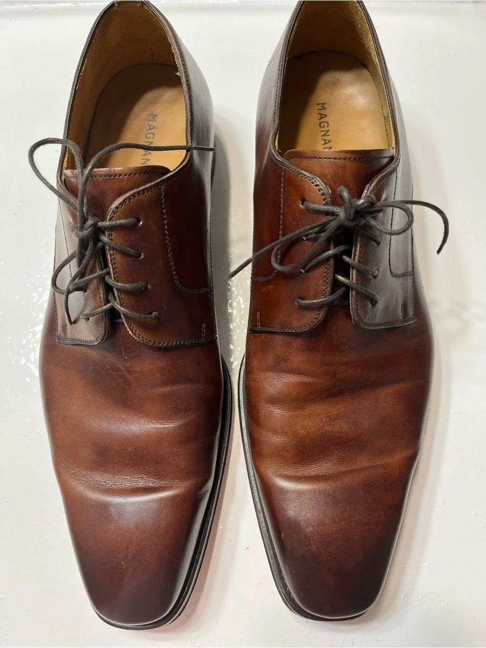 Magnanni Brown Leather Derby Oxfords
